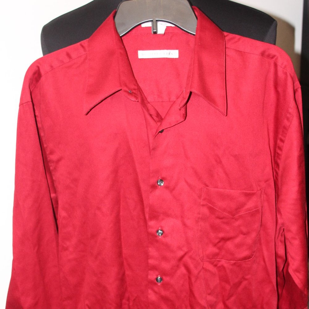 Geoffrey Beene  Mens Wrinkle free Maroon Dress Shirt XL17 34/35